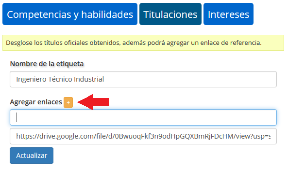 Editar etiqueta de formación