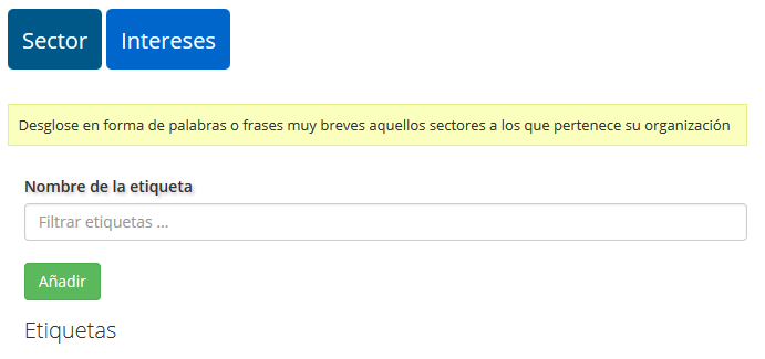 Administrador de etiquetas sector